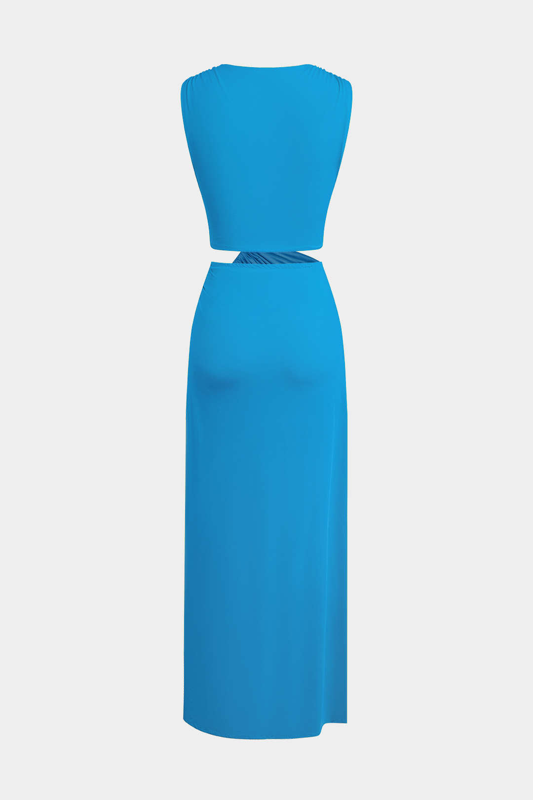 Cut Out Twist Knot Sleeveless Slit Midi Dress