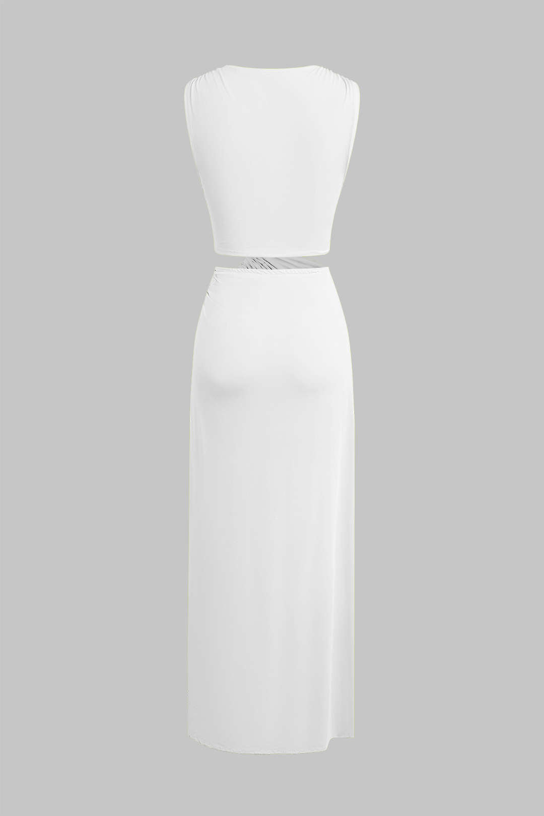 Cut Out Twist Knot Sleeveless Slit Midi Dress