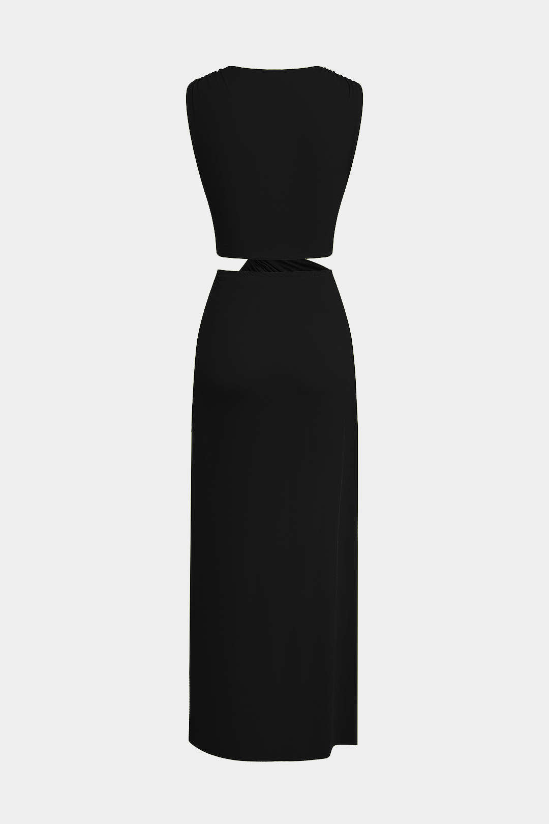 Cut Out Twist Knot Sleeveless Slit Midi Dress